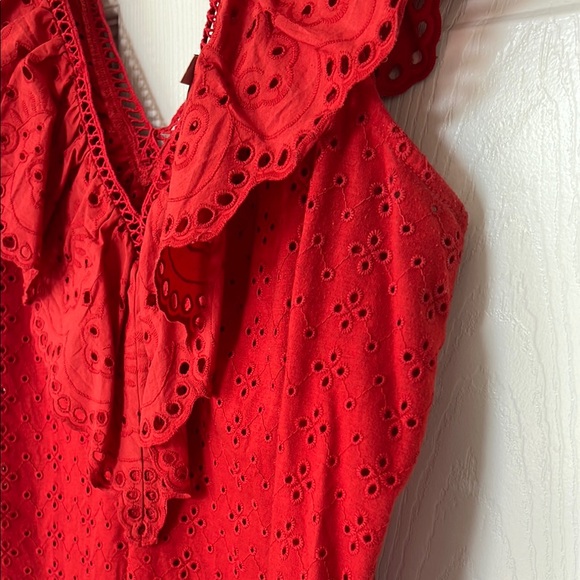Red Eyelet Ruffle Top - Picture 5 of 7